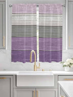 Country Wood Board Gray Purple Window Valance Curtains, Farmhouse Gradient - Image 3