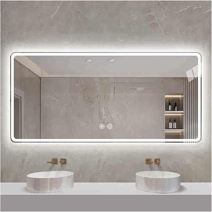 Smart Illuminated LED Bathroom Mirror，Bathroom Mirror by ZXCASDF