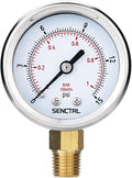 SENCTRL 0-15 Psi Low Pressure Gauge, 1/4 Npt Lower Mount, Waterproof, Stainless by senctrl