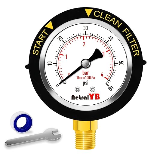 0-60PSI Pool Filter Pressure Gauge, 2 inches Dial, 1/4" NPT Bottom Mount by Unknown