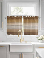 Vintage Brown Gradient Wood Grain Window Valance Curtains, Farmhouse Wood Barn - Image 2