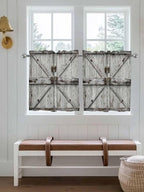 Vintage Gate Half Window Curtain 36 Inches Long, Farmhouse Wooden Grain Shabby - Image 4