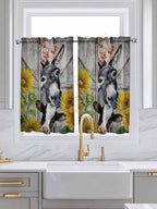 Farmhouse Kitchen Curtains 54 Inches length, Vintage Sunflowers Animals Printed - Image 3