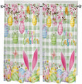 Happy Easter Bedroom Curtains 63 Inches length, Spring Bunny Eggs Flower Sage by Unknown