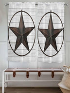 Vintage Farm Western Star Window Valance Curtains, 2 Panel - Image 2