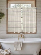 Vintage Country Wooden Board Window Valance Curtains, Gradient Wood Grain Line - Image 6