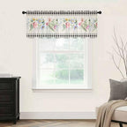 Blue Pink Floral Sheer Valance Curtains, Spring Summer Botanical Linen Black - Image 5