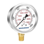 MEASUREMAN 2-1/2" Dial Size, Glycerin Filled Pressure Gauge, 0-10000psi/kpa - Image 2