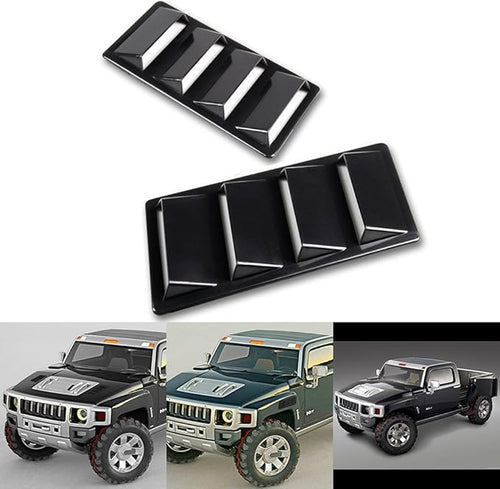 1 Pair Black Decorative Air Flow Intake Turbo Bonnet Hood Side Vent Cover Stick - Image 2