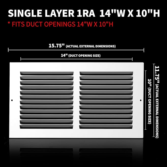14x10 Return Air Grille, Air Return Vent Cover, Flat Vent Cover, Rejillas De - Image 3