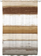 Sheer Curtains 72 Inches Long, Vintage Country Geometric Striped Privacy Voile by Unknown