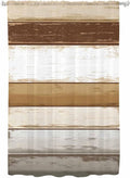 Sheer Curtains 63 Inch Length, Vintage Country Geometric Striped Privacy Voile by Unknown