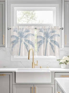 Summer Coconut Tree on Vintage Wood Grain Window Valance Curtains, Seaside by IDOWMAT