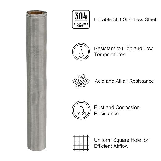 PATIKIL 40" L x 10" W Woven Wire Mesh, 200 Mesh 304 Stainless Steel Air Vent - Image 3