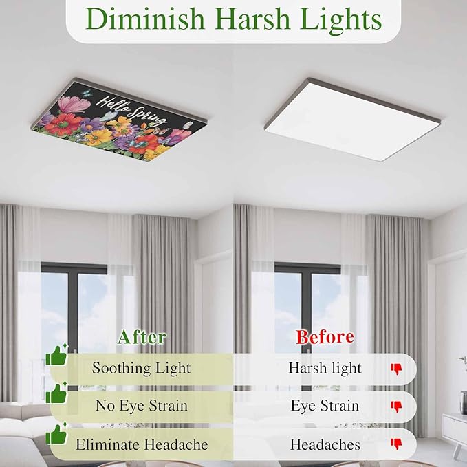 Fluorescent Light Covers for Ceiling Lights Hello Spring Magnetic Light Filters - Image 5