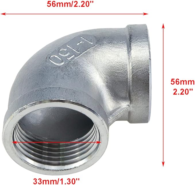 1Pc 304 Stainless Steel 90 Degree Elbow 1" NPT Female x 1" NPT Female Threaded - Image 8