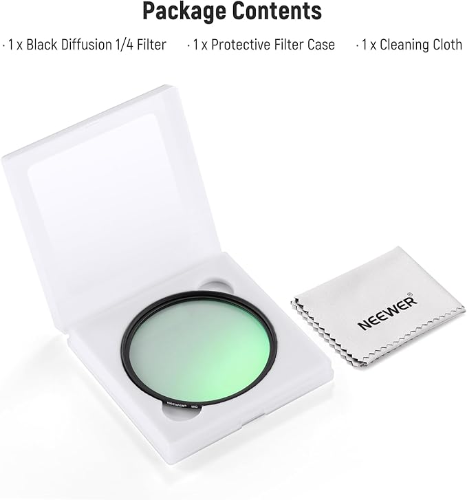 NEEWER 82mm Black Diffusion 1/4 Filter Dreamy Soft Cinematic Effect Filter - Image 8