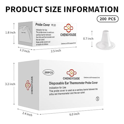 200 Counts Thermometer Ear Covers, Ear Thermometer Probe Covers, Lens - Image 2