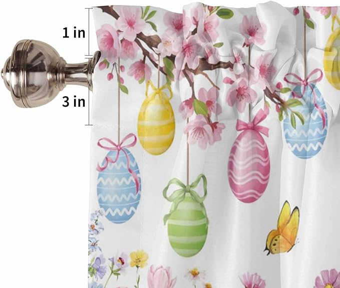 Happy Easter Kitchen Curtains 45 Inches length, Spring Watercolor Bunny Eggs - Image 6