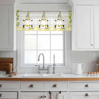 Lemon Dwarfs Sheer Valance Curtains, Gnome Green Leaf Wood Striped Black Plaid - Image 2