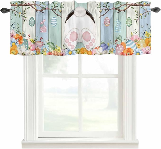 Easter Curtain Valances for Windows, Kitchen Valance Window Treatment, Spring by Unknown