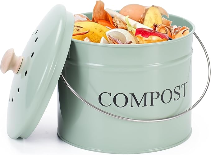 Compost Bin for Kitchen Counter, 1 Gallon Compost Bucket by CANDCO