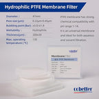 100 Pieces/Pack PTFE Disc Membrane Filters Hydrophilic 47mm Diameter 0.45µm - Image 2