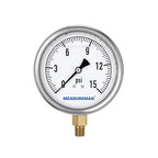 MEASUREMAN Glycerin Filled Plumbing Pressure Gauge 0-15psi Stainless Steel Case by MEASUREMAN