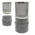 1/2" inch stainless steel filter cover connected to 1/2" grey pvc filter DN15 by AIMCOCO