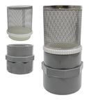 1/2" inch stainless steel filter cover connected to 1/2" grey pvc filter DN15 by AIMCOCO
