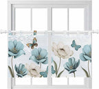 Blue Tulips Kitchen Curtains 36 Inch Length, Small Window Curtains Tab Top by Unknown