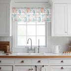 Teal Seahorse Starfish Sheer Valance Curtains, Summer Beach Coral Shell Board - Image 2