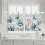 Spring Floral Kitchen Curtains 24 Inch Length, Small Window Curtains Tab Top - Image 3