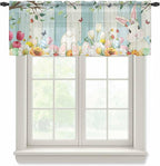 Easter Sheer Valances for Windows 42"x18", Light Filtering Kitchen Curtains by Unknown