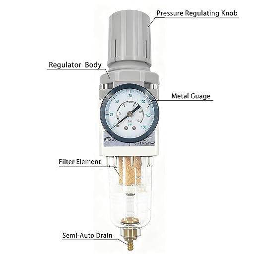 XingNEeng 1/4" NPT Compressed Air Filter Regulator Combo Piggyback, Water/Oil - Image 2