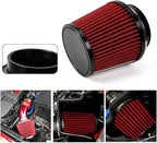 Red 3" 76mm Inlet Cone Replacement Dry Air Filter High Flow Car Performance - Image 4