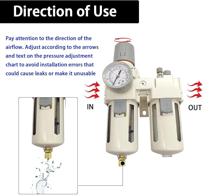 YSIL 3/8" NPT Compressed Air Filter Regulator Lubricator Two Units Combo Air - Image 5
