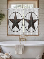 Vintage Farm Western Star Window Valance Curtains, 2 Panel - Image 4