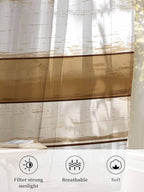 Sheer Curtains 54 Inch Length, Vintage Country Geometric Striped Privacy Voile - Image 6