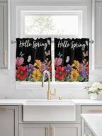 Spring Flowers Half Window Curtain 36 Inches Long, Watercolor Country Colorful - Image 3