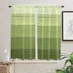 Gradient Green Wooden Board Window Valance Curtains, Retro Country Wood Grain - Image 7