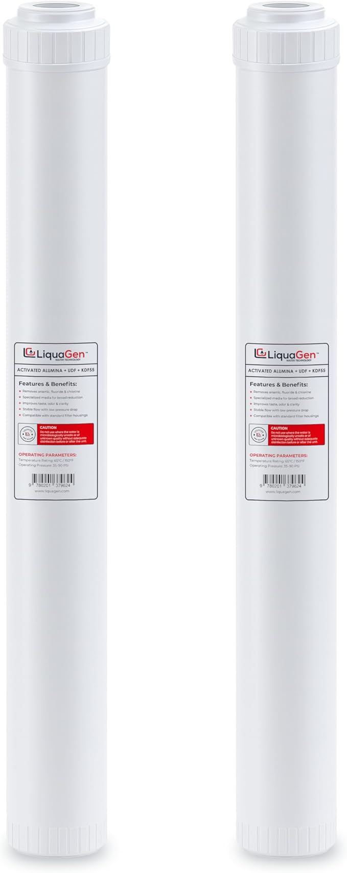 LiquaGen Activated Alumina + Carbon + KDF-55 Replacement Water Filter Cartridge by LiquaGen