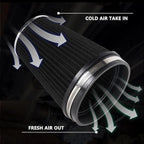 6" Inlet Cold Air Intake Filter Cone Replacement Performance Washable Clamp-On - Image 2