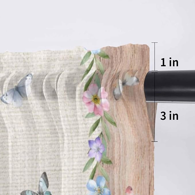Easter Sheer Valances for Windows 42"x18", Light Filtering Kitchen Curtains - Image 7