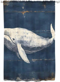 Sheer Curtains 63 Inch Length, Ocean Vintage Whale Semi Sheer Curtains Light by Unknown