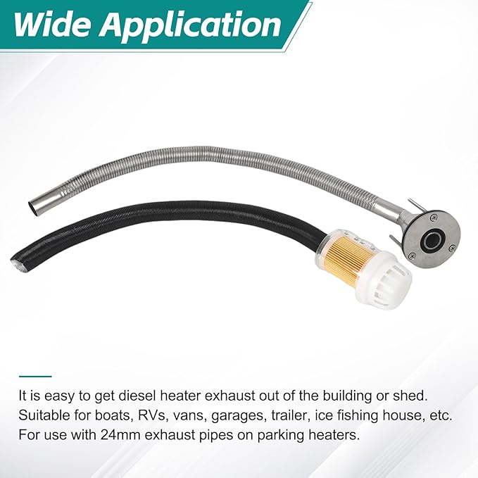 24mm Stainless Steel Exhaust Pipe Air Intake Filter and Pipe Double Wall - Image 6