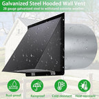 7 Inch Hooded Wall Vent with Mesh and Damper, Outside Wall Vent Hood Exterior - Image 5