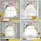 Swag Valance Curtains, Happy Easter Rabbit Butt Egg on Daisy Leaf Rod Pocket - Image 6