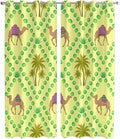 2 Panel Kitchen Cafe Curtains, Desert Sand Camels Sunlight Filtering Nature Air by Hokiten