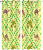 2 Panel Kitchen Cafe Curtains, Desert Sand Camels Sunlight Filtering Nature Air by Hokiten